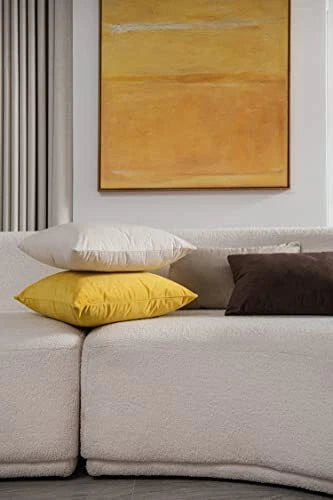 Couch Pillow Covers 16x16: 2 Pack Cozy Soft Velvet Square 16 x 16-Inch Cream