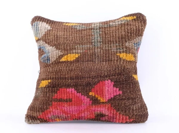 Pillow Case Jute Rug Kilim Handmade Indian Vintage Throw Cushion Cover 16x16"