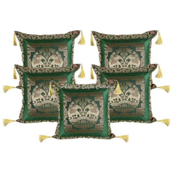 Pillow Cover Elephant Brocade Jacquard Decor Car Sofa Cushion Case 18 x 18 in