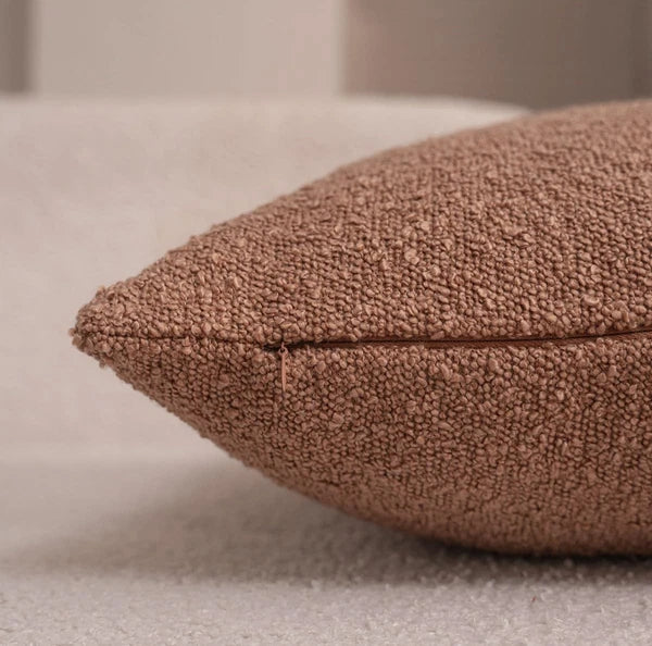 Textured Boucle Throw Pillow Covers 12x20 Camel for Bed Couch Sofa Living Roo...