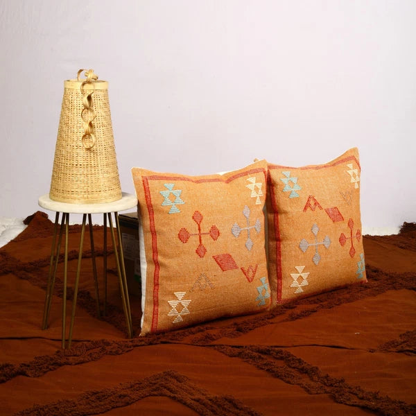 Set of 2 Sabra pillow cover geometric pattern Handwoven for living room decor