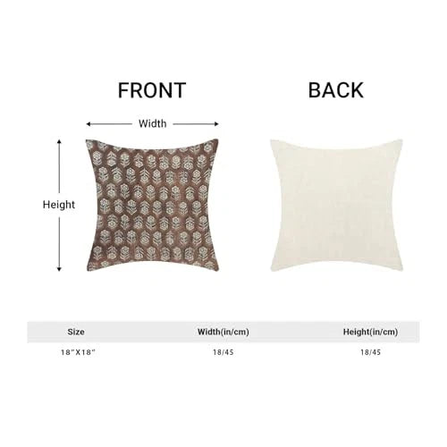 Brown Pillow Covers 18x18 Inch Set of 2, 18" x 18" (Pack of 2) Brown Floral