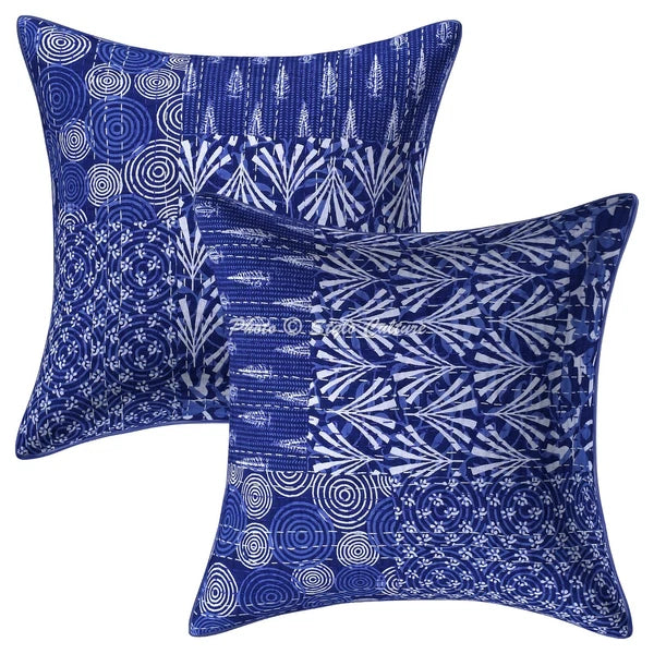Cushion Cover Pillow Case Kantha Indian Traditional Throw Decor Art Yoga