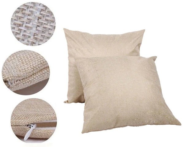 50Pcs Linen Sublimation Blank Pillow Case Throw Cushion Cover Sofa Car Bed Decor