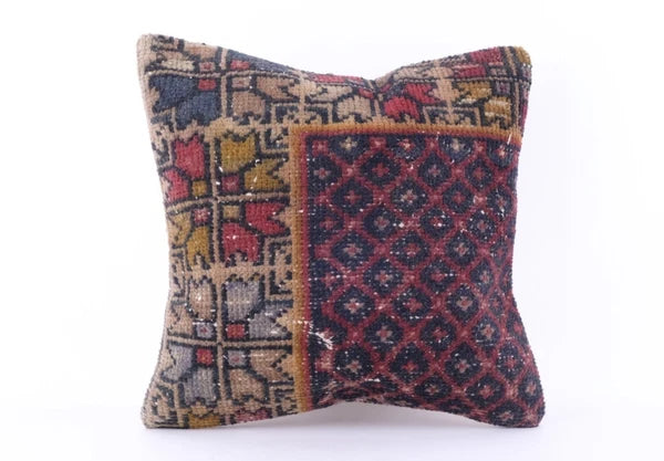 16''x16'' Turkish Kilim Pillow Cover Sofa Rug Decorative Handmade Cushion Cover
