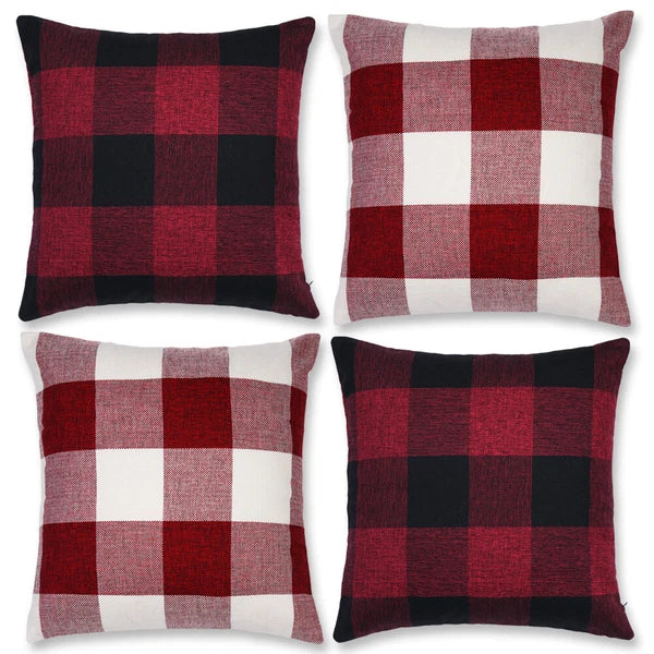 Set of 4pcs Soft Polyester Square Throw Pillow Covers for Sofa Couch Living Room