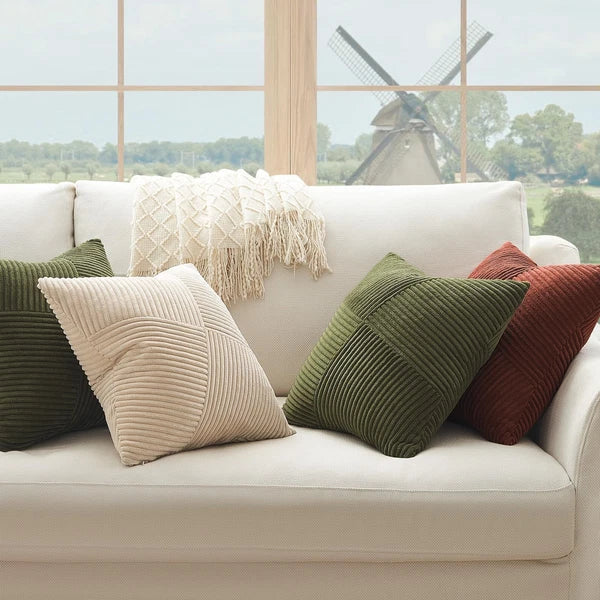 Set of 2 Olive Green Decorative Throw Pillow Covers 20x20 Inches for Couch Be...
