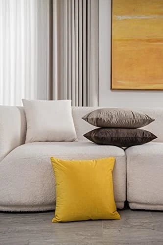 Couch Pillow Covers 16x16: 2 Pack Cozy Soft Velvet Square 16 x 16-Inch Cream