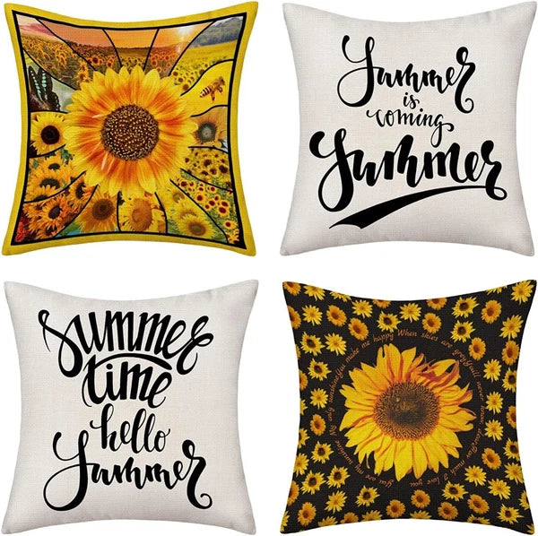 4 Pack Cushion Covers 18" Linen Pillowcase Throw Pillow Covers for Sofa Bedroom