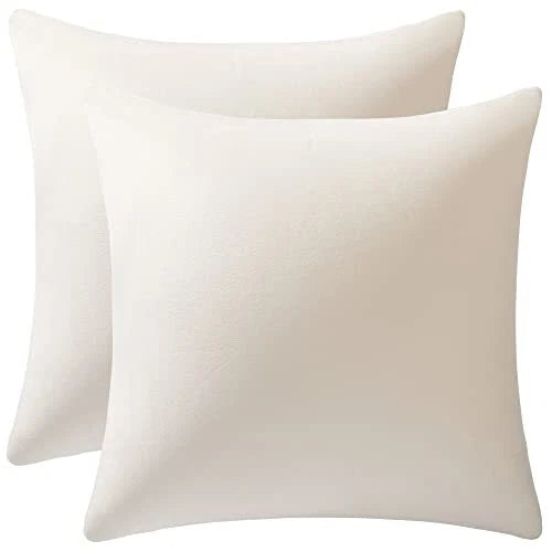 Couch Pillow Covers 16x16: 2 Pack Cozy Soft Velvet Square 16 x 16-Inch Cream