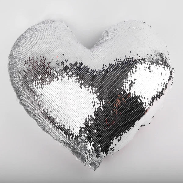 10Pcs Heart Shaped Sublimation Pillow Case Sequin Glitter Sofa Cushion Cover DIY